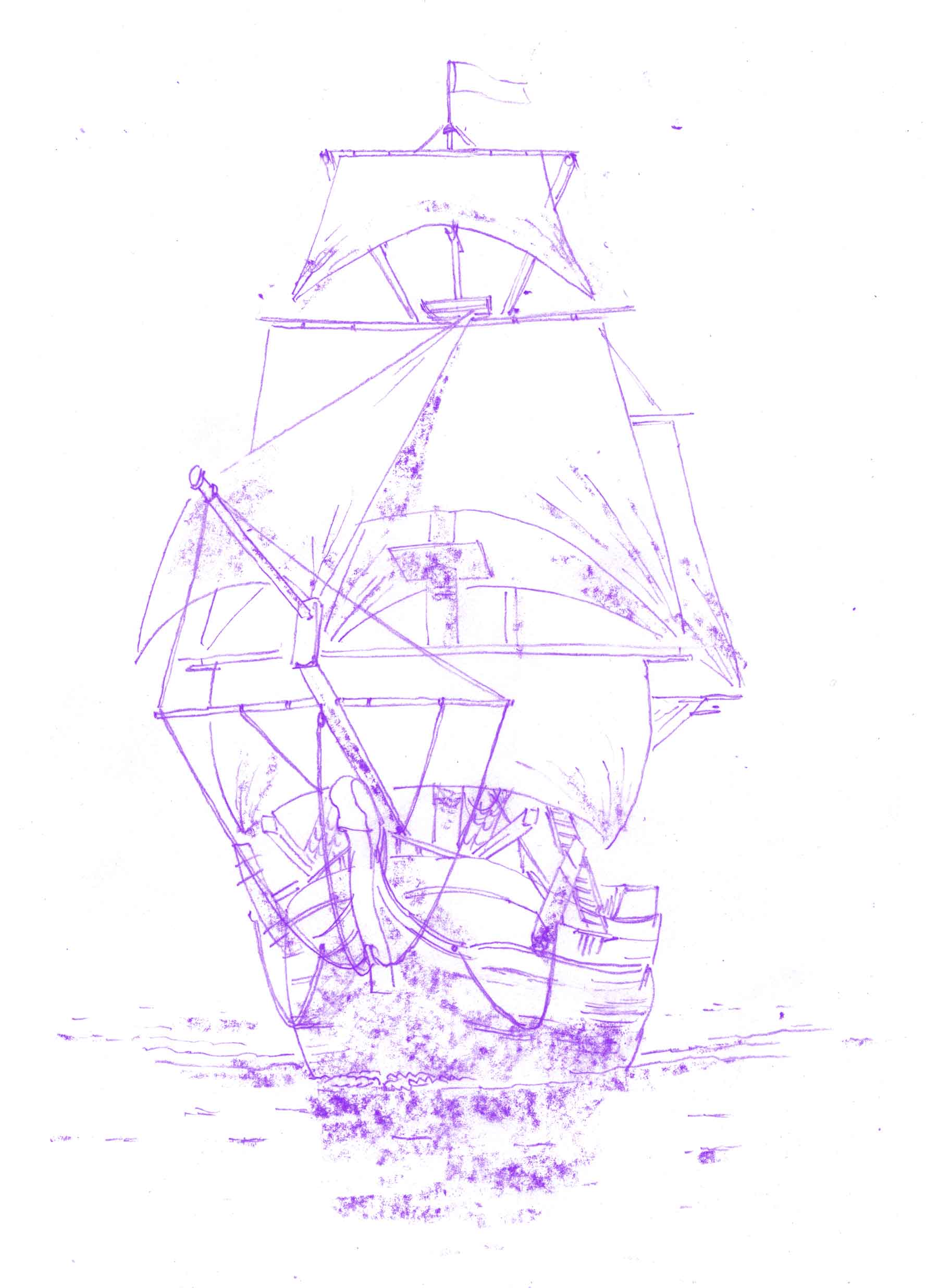 Illustration of a historic ship