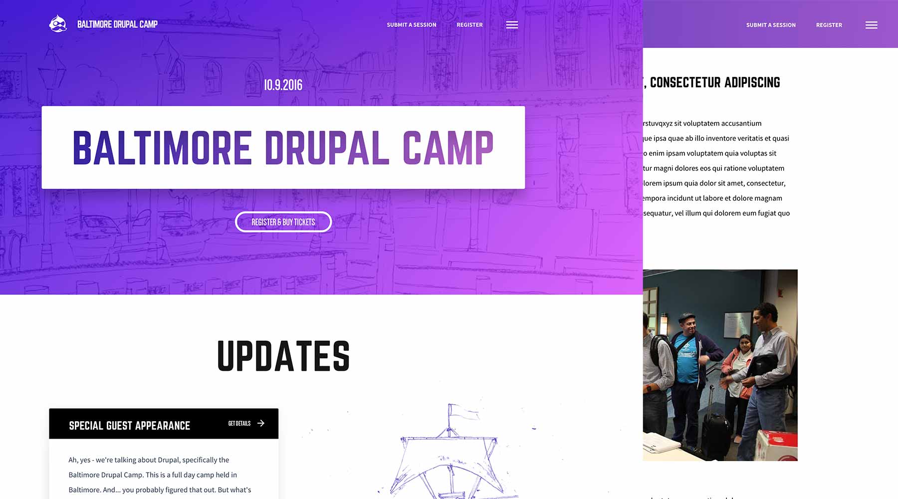 Designs for the Baltimore Drupal Camp site