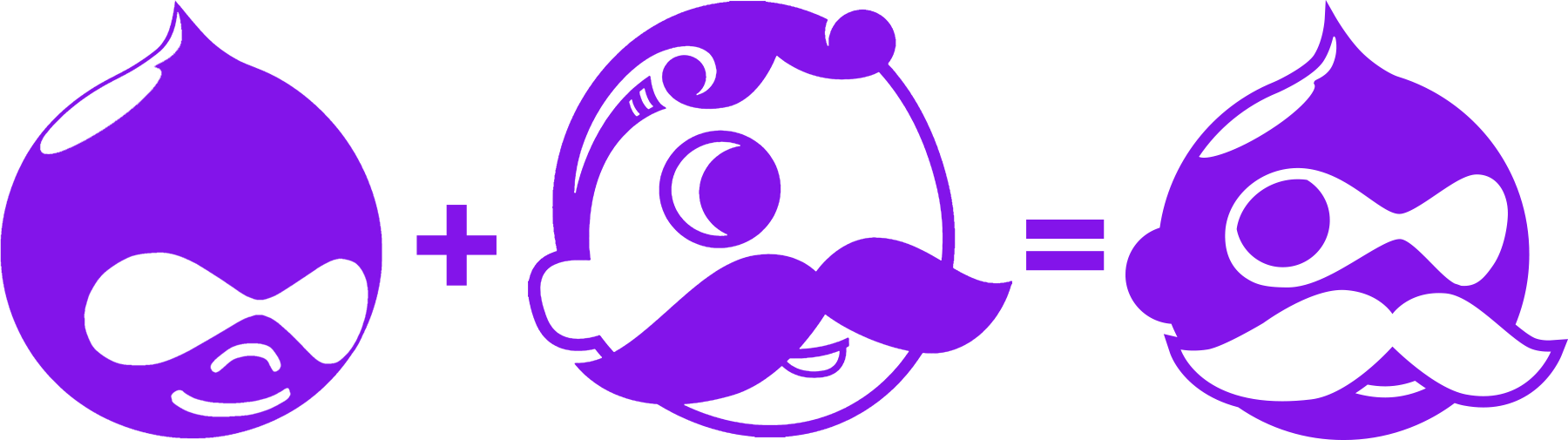 The Drupal and National Bohemian logos combining into the Drupal Boh logo