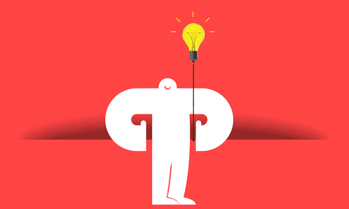 Illustration of a Yeti by a light bulb and its pull cord