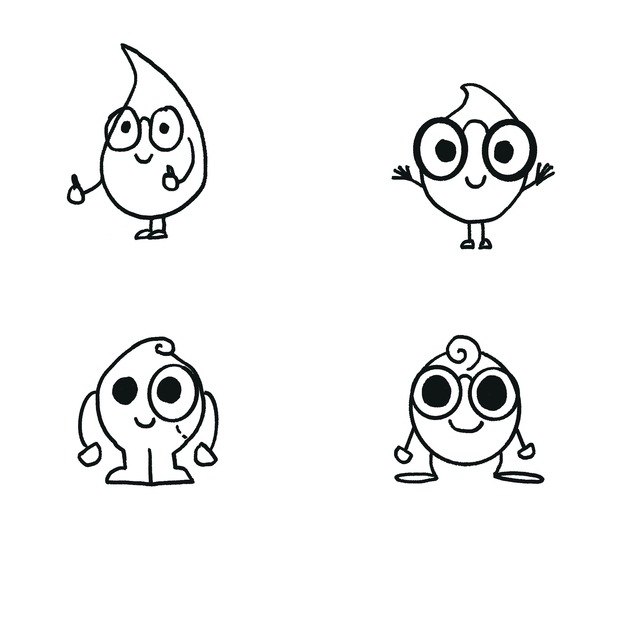Early variations on Lil Nerdy character