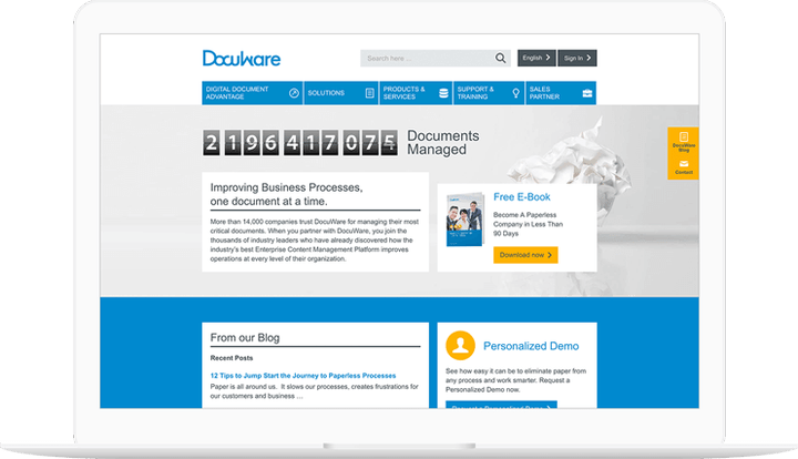 Docuware website displayed on a computer
