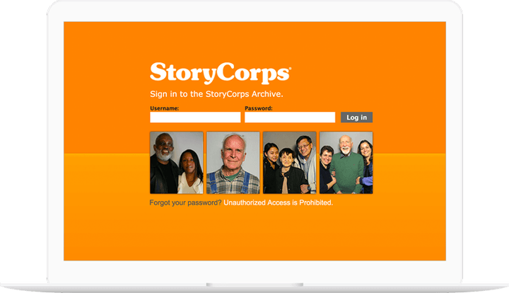 StoryCorps Archive site displayed in a laptop
