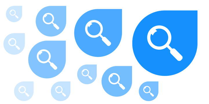 Finder icons with magnifying glass on blue location tip