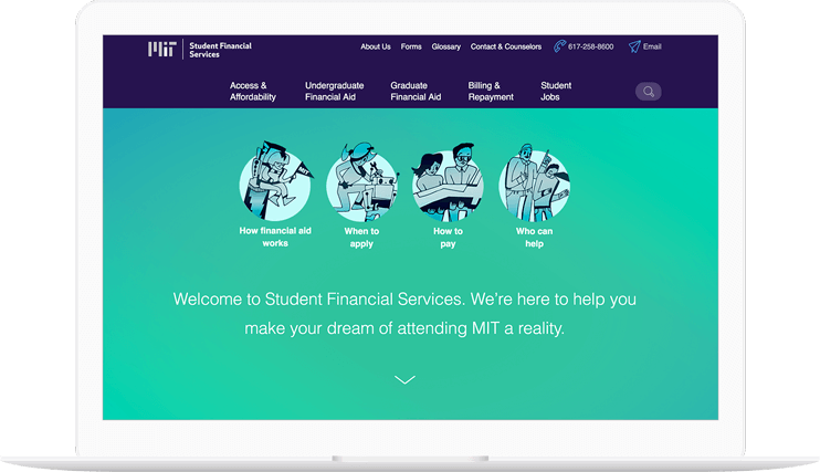 MIT Student Financial Services website displayed on a computer