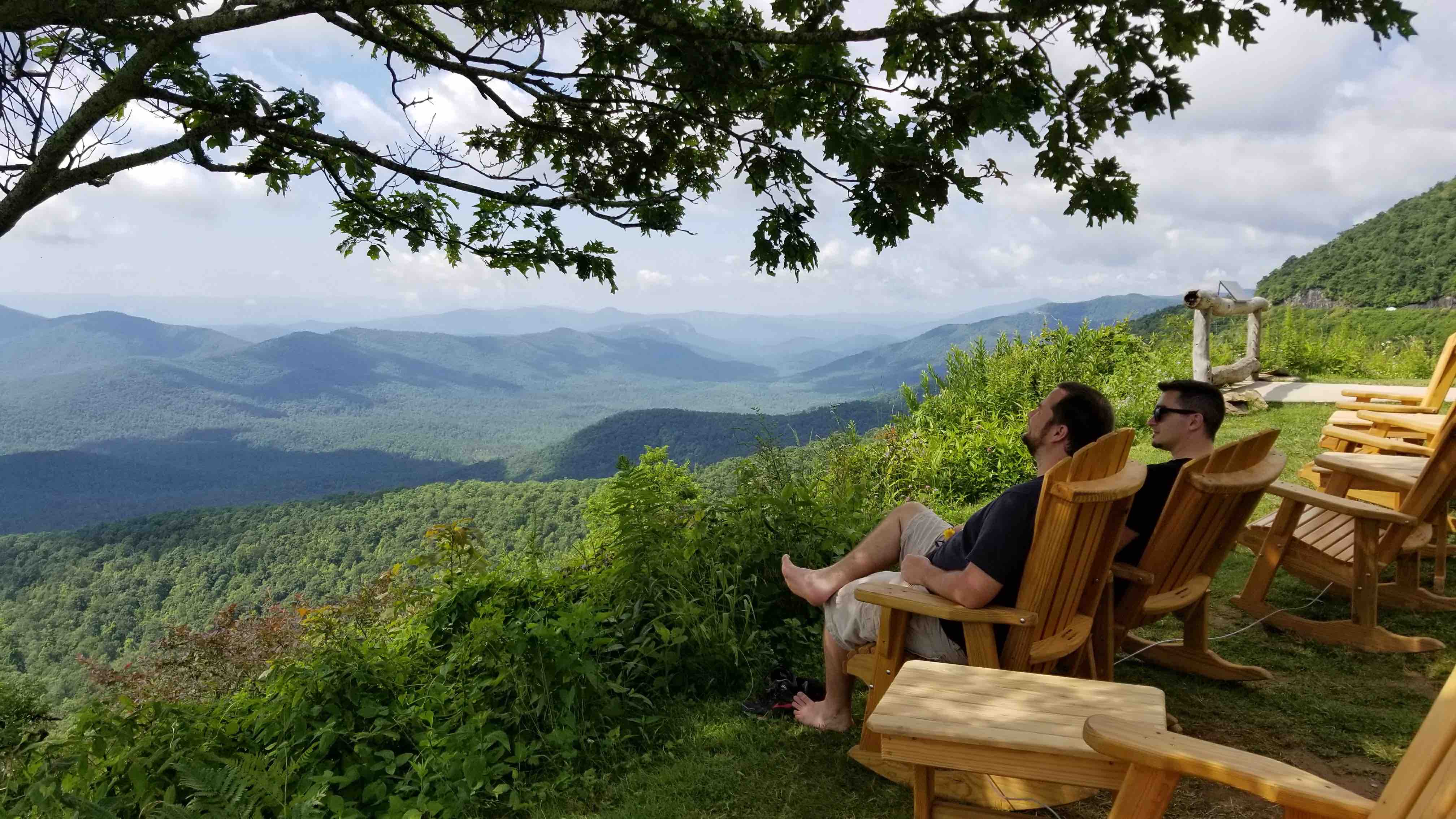 Hanging out overlooking mountains