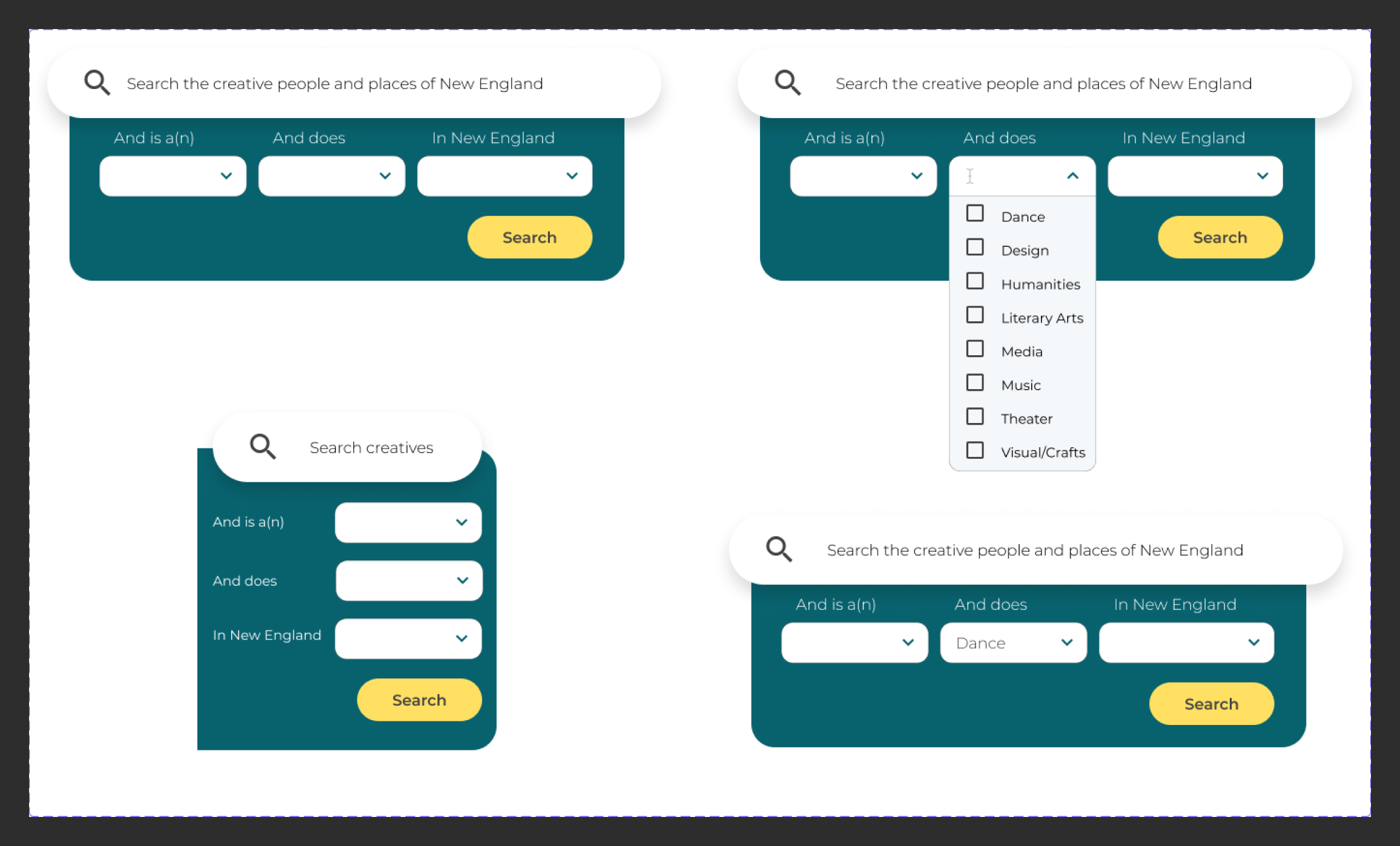 Screenshot of search interfaces. 