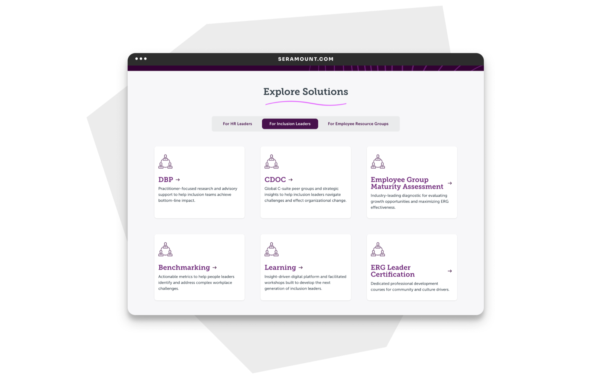 Seramount "Explore Solutions" webpage