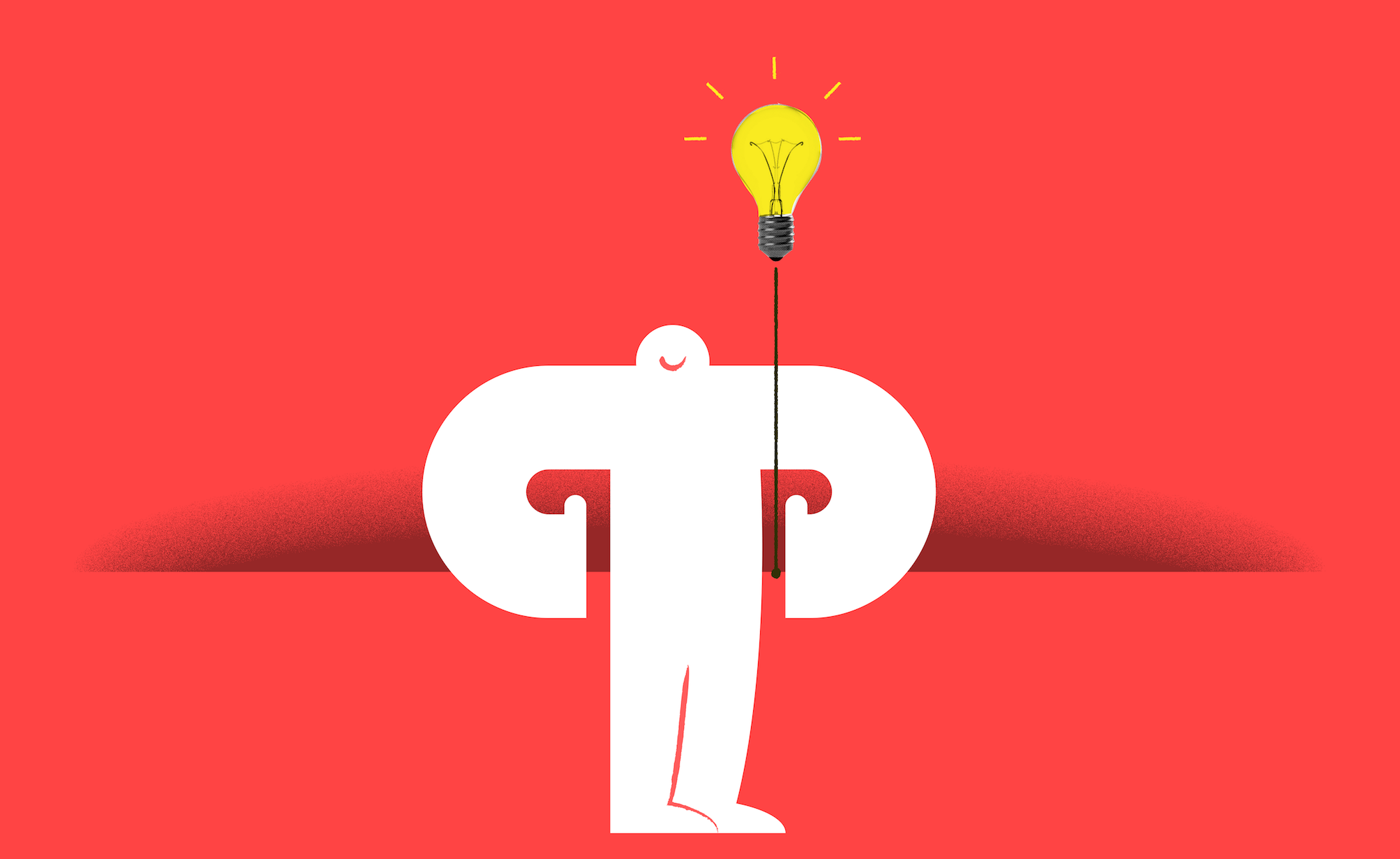 Illustration of a Yeti by a light bulb and its pull cord