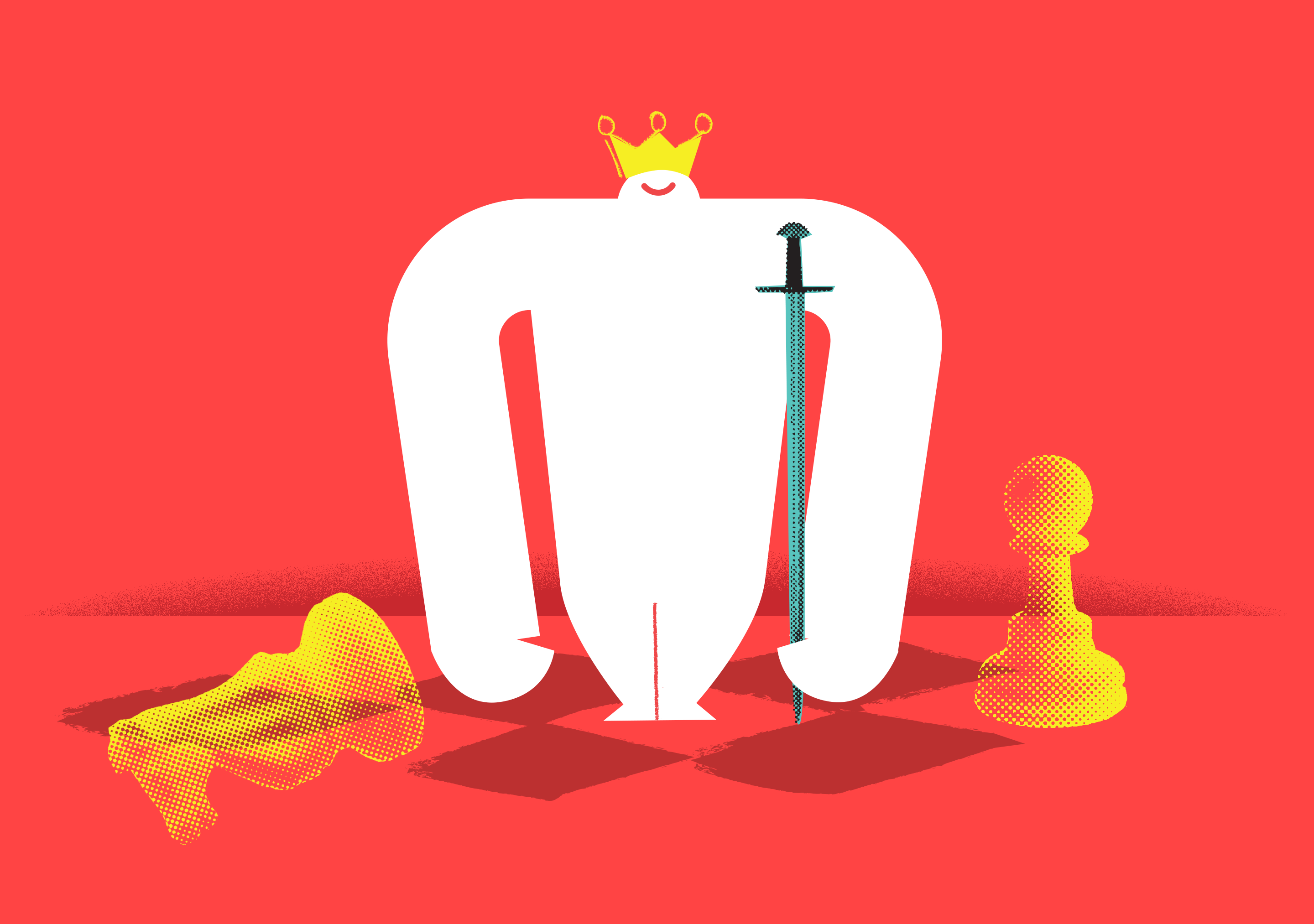 illustration of a yeti on a chess board