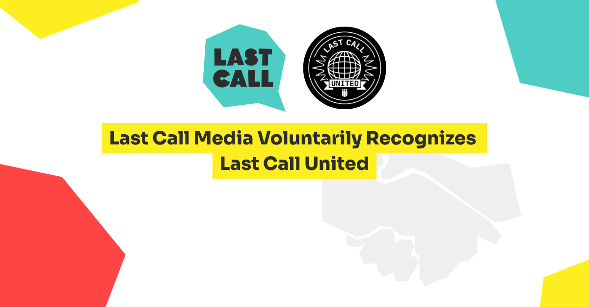 Last Call and Last Call United Logo on a promotional graphic 