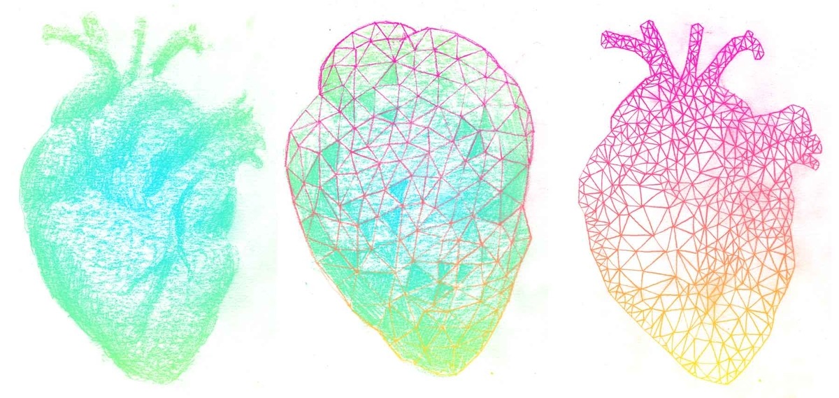 Colorful sketches of a human heart