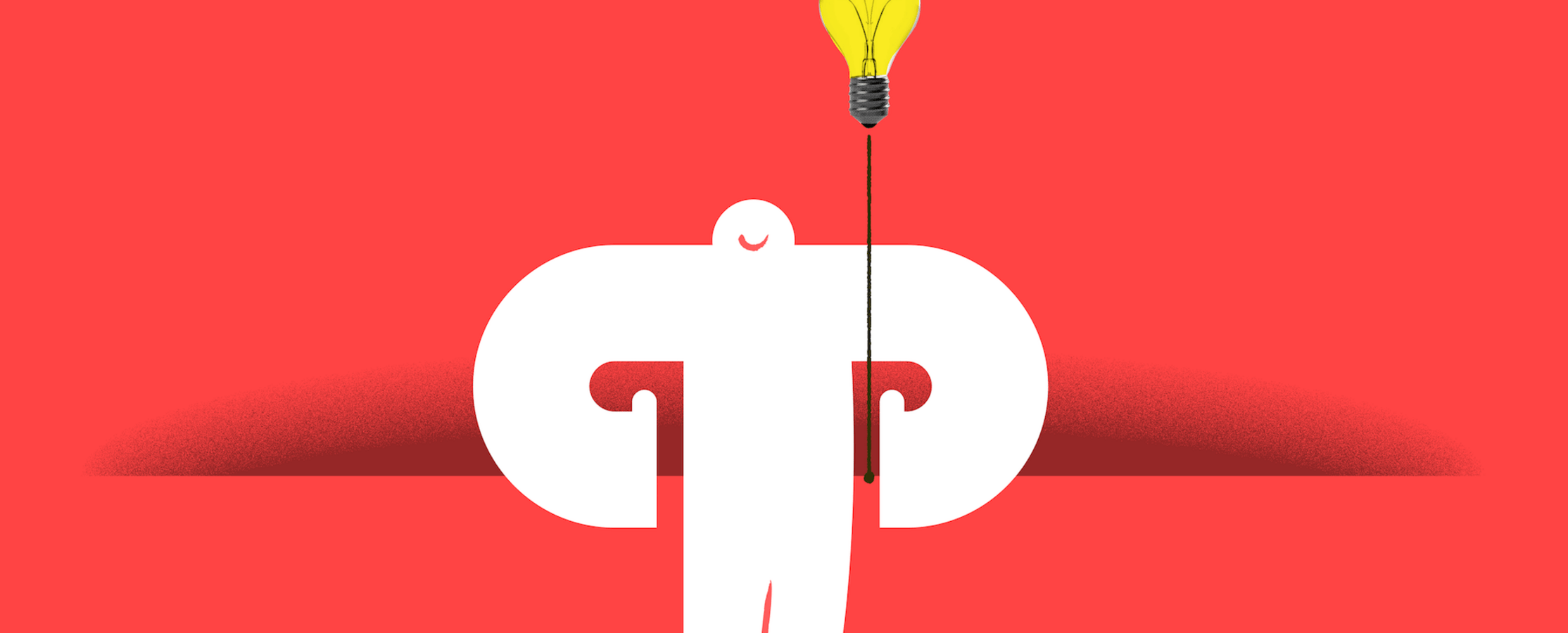 Illustration of a Yeti by a light bulb and its pull cord