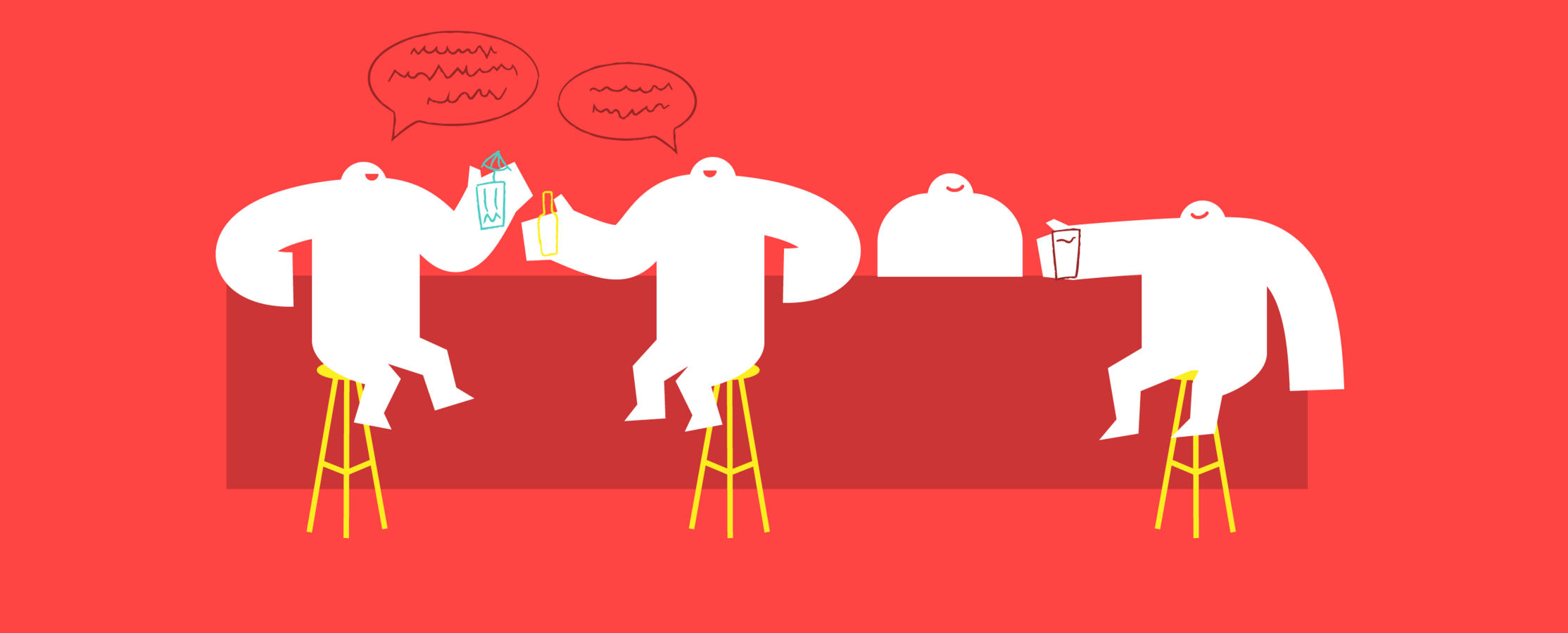 illustration of yetis at a bar
