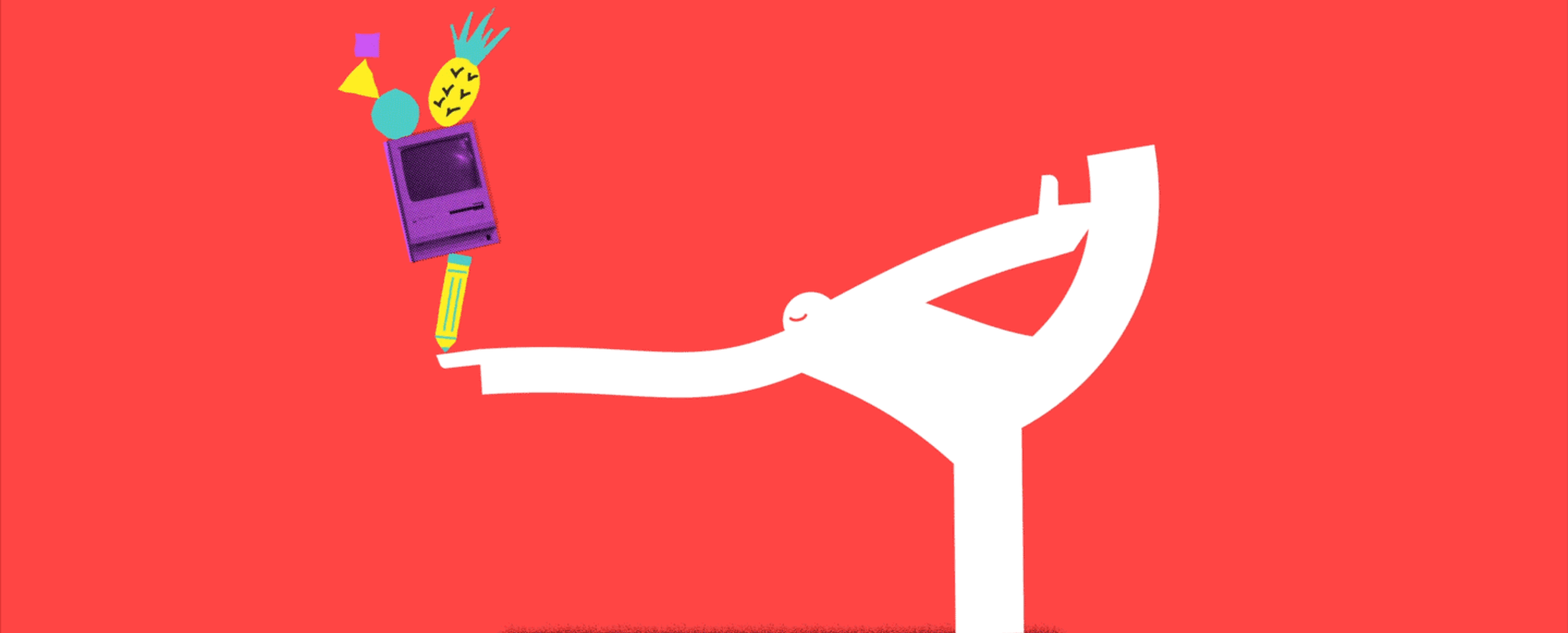 Yeti demonstrating agility by balancing objects on one finger, in standing bow pose