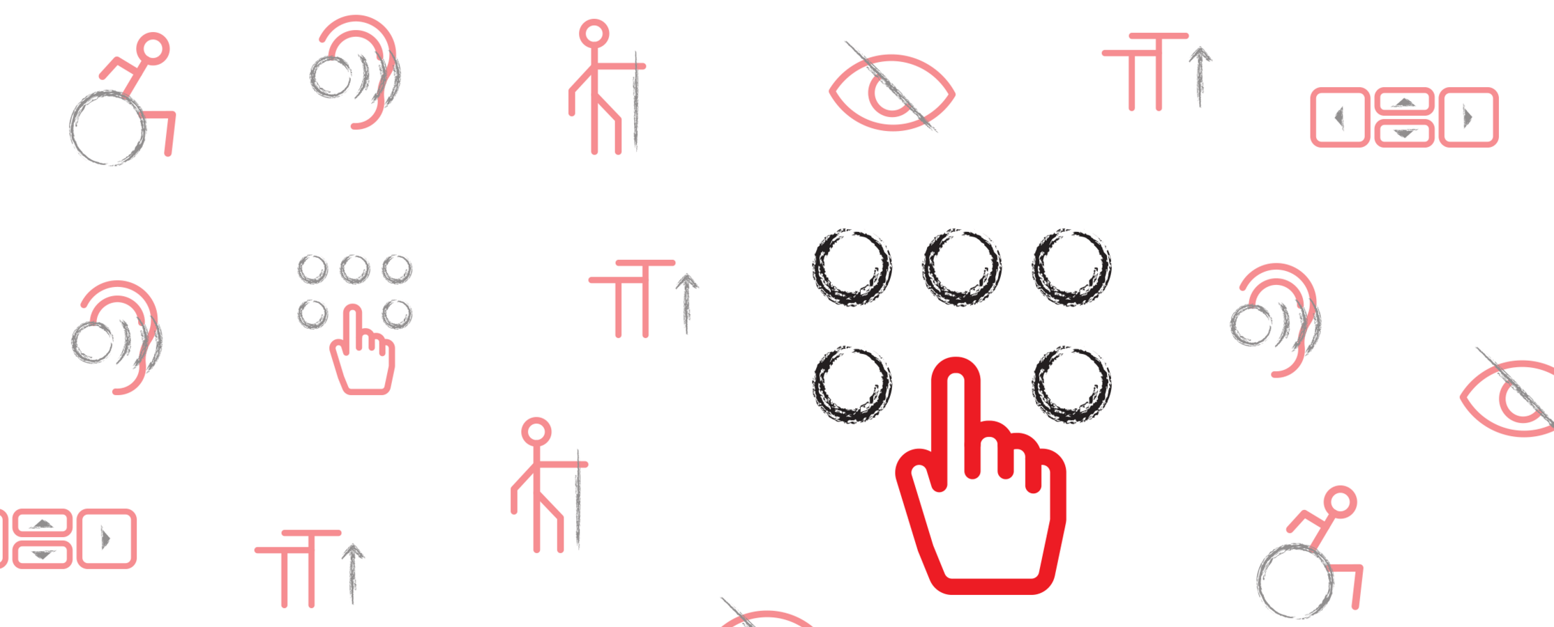 Decorative image showing icons that illustrate web accessibility