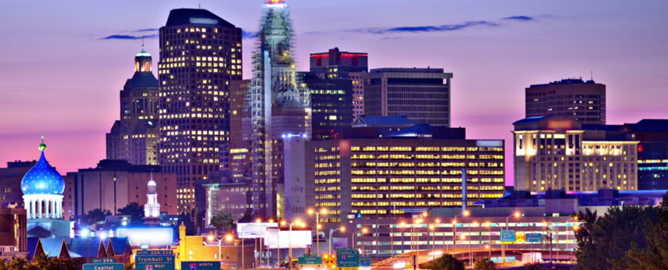 Hartford, CT at night