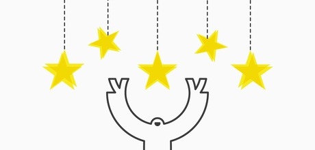 Yeti celebrating a five star rating. 