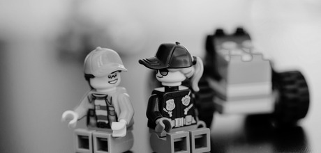 a black and white photo of lego fixtures public servants 