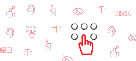 Decorative image showing icons that illustrate web accessibility