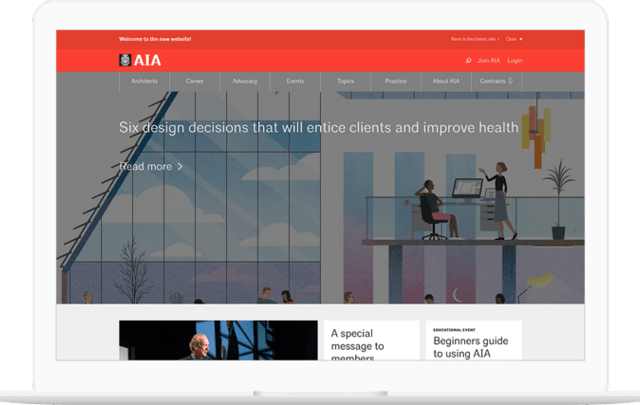 American Institute of Architects website displayed on a computer