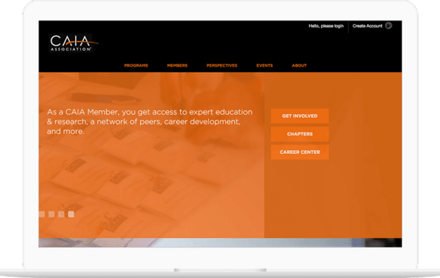 CAIA website displayed on a computer