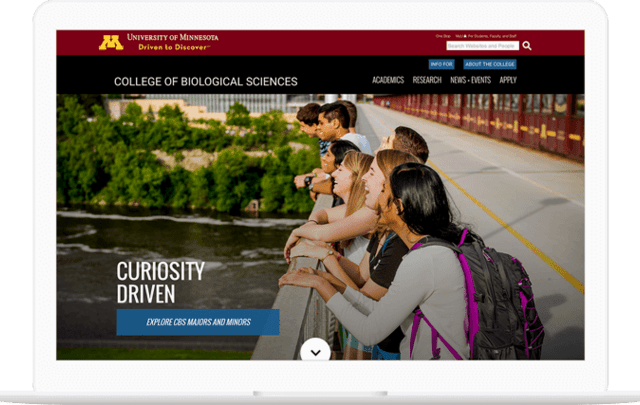College of Biological Sciences website displayed on a computer