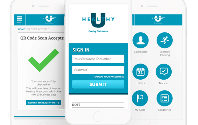 Multiple phones displaying the Healthy U app