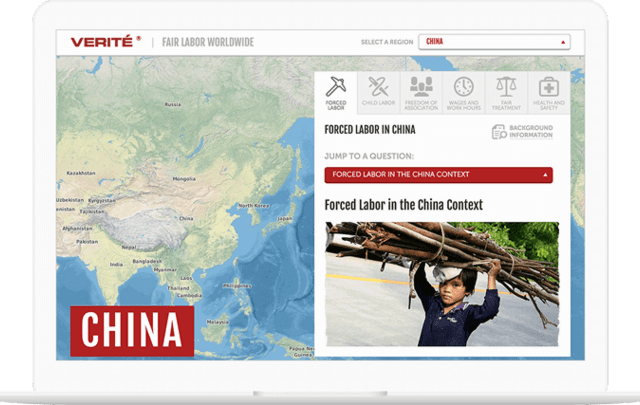 Verité Labor Rights Portal website displayed on a computer