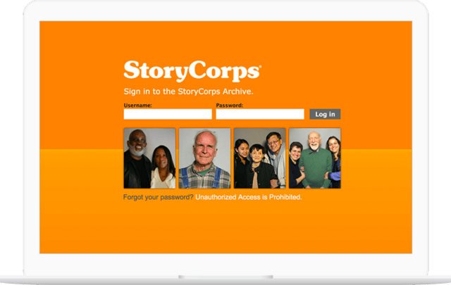 StoryCorps Archive site displayed in a laptop