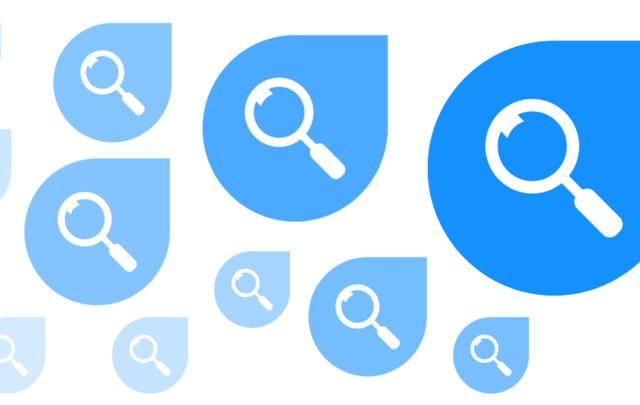 Finder icons with magnifying glass on blue location tip