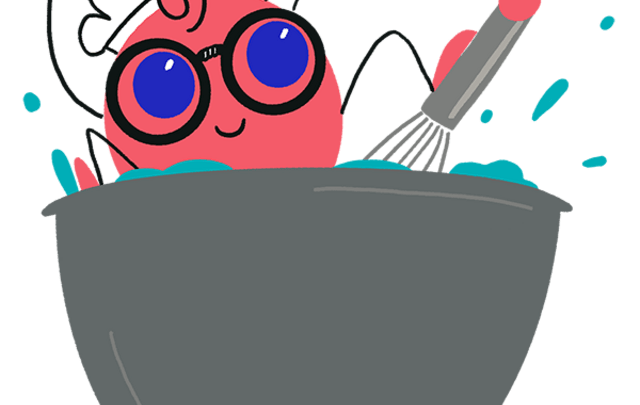 NERDy whisking a bowl of batter