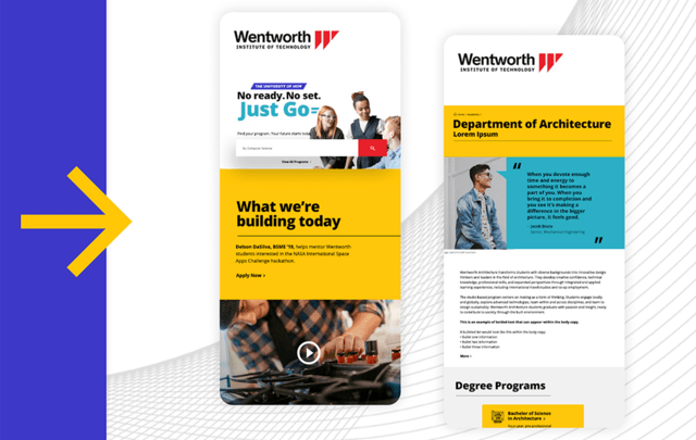 New WIT Mobile site with arrow pointing at it