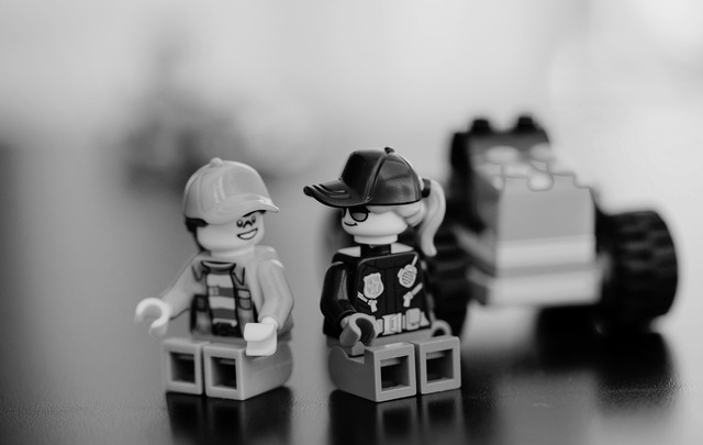 a black and white photo of lego fixtures public servants 