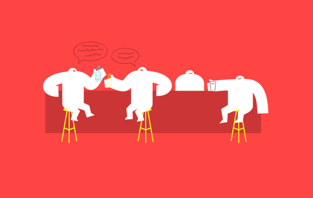 illustration of yetis at a bar