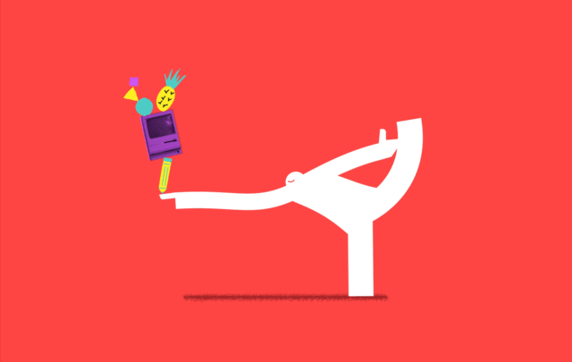 Yeti demonstrating agility by balancing objects on one finger, in standing bow pose