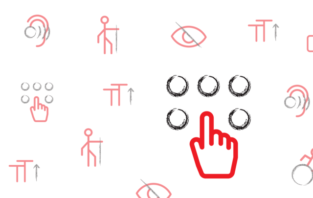Decorative image showing icons that illustrate web accessibility