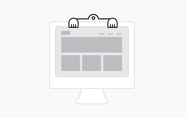 Animated cartoon of a computer screen with a styled focus outline moving from place to place.