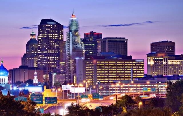 Hartford, CT at night