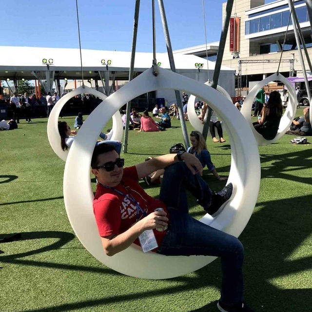 Kelly in circle swings by the Food Trucks at INBOUND17