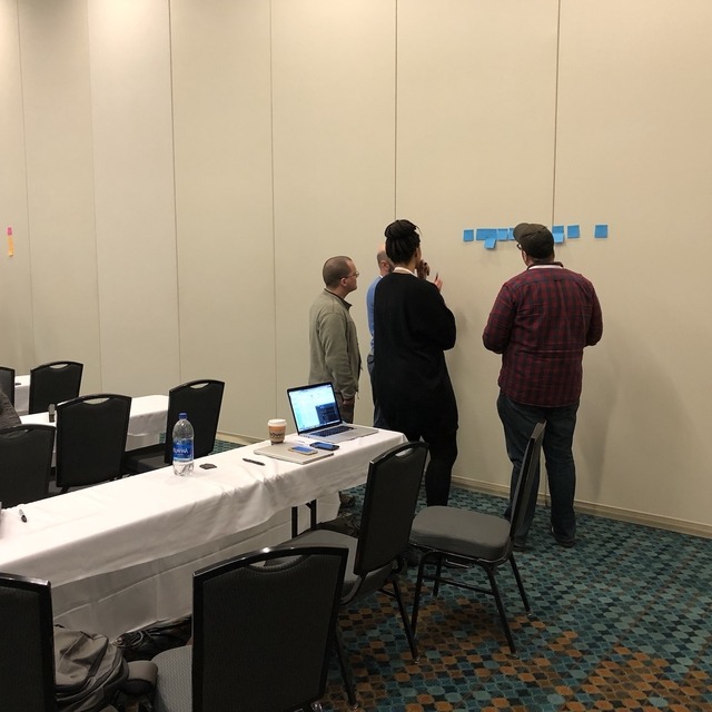Attendees prioritizing the sticky notes 