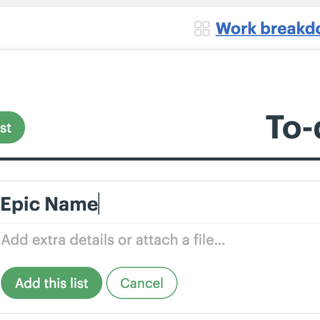 Screenshot of using a Basecamp To Do list to be an Epic
