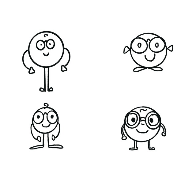 Early variations on Lil Nerdy character