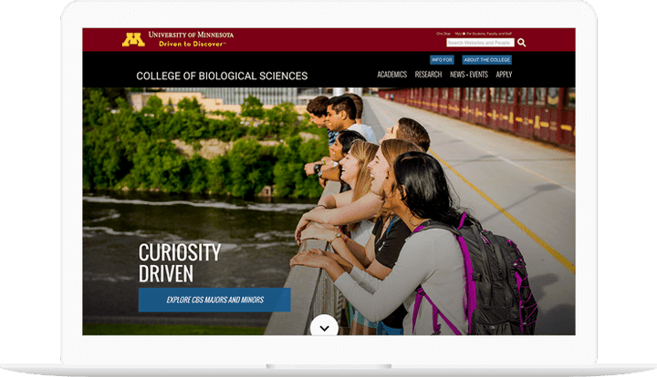 College of Biological Sciences website displayed on a computer