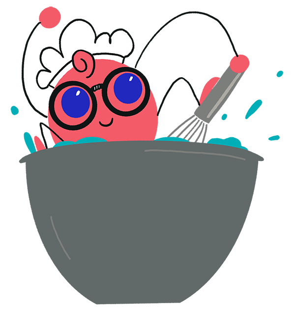NERDy whisking a bowl of batter